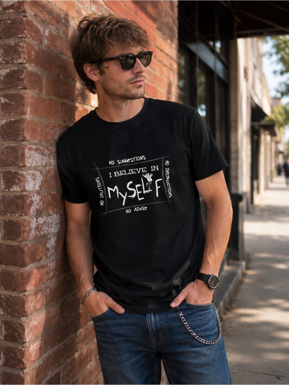 Men’s OFFBEAT “I Believe in Myself” Graphic Tee | Confidence Statement | NWT